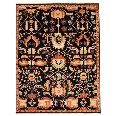 ECARPETGALLERY Hand-knotted Serapi Heritage Black Wool Rug - 9'1 x 11'10