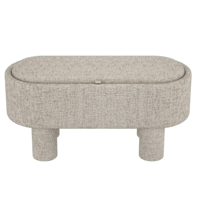 Modern Fabric Storage Ottoman Bench - Warm Grey