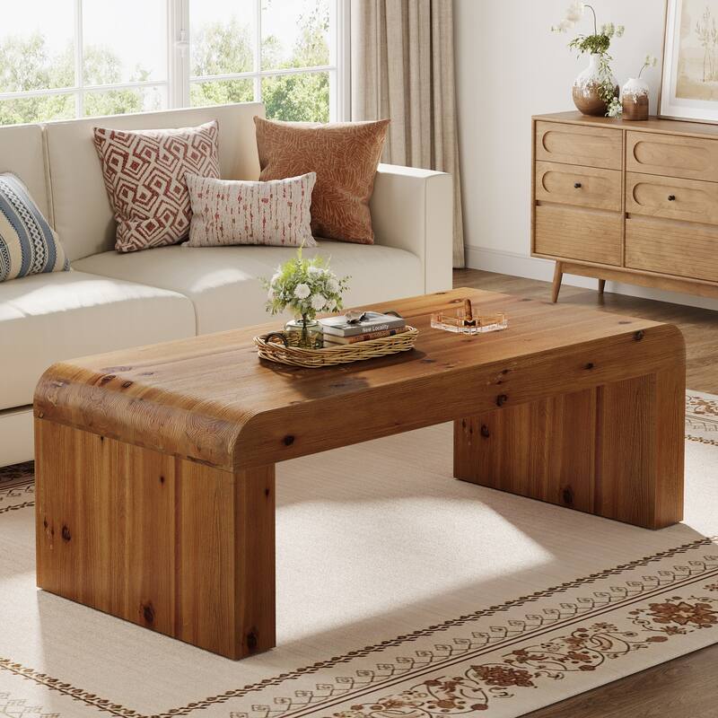 Mid-Century Modern Solid Wood Coffee Table, Center Tea Table, Living Room Accent Table - Brown