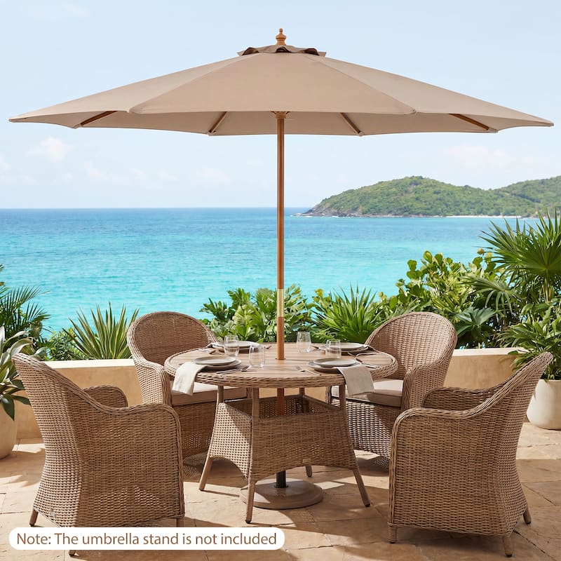 Gymax 9 FT Patio Umbrella w/Adjustable Height Rope Pulley Lift Vented