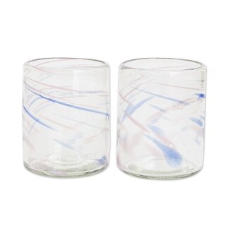 Novica Handmade Violet Essence Handblown Recycled Rocks Glasses (Pair ...