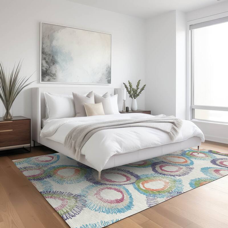 Machine Washable Indoor/ Outdoor Modern Spikey Chantille Rug