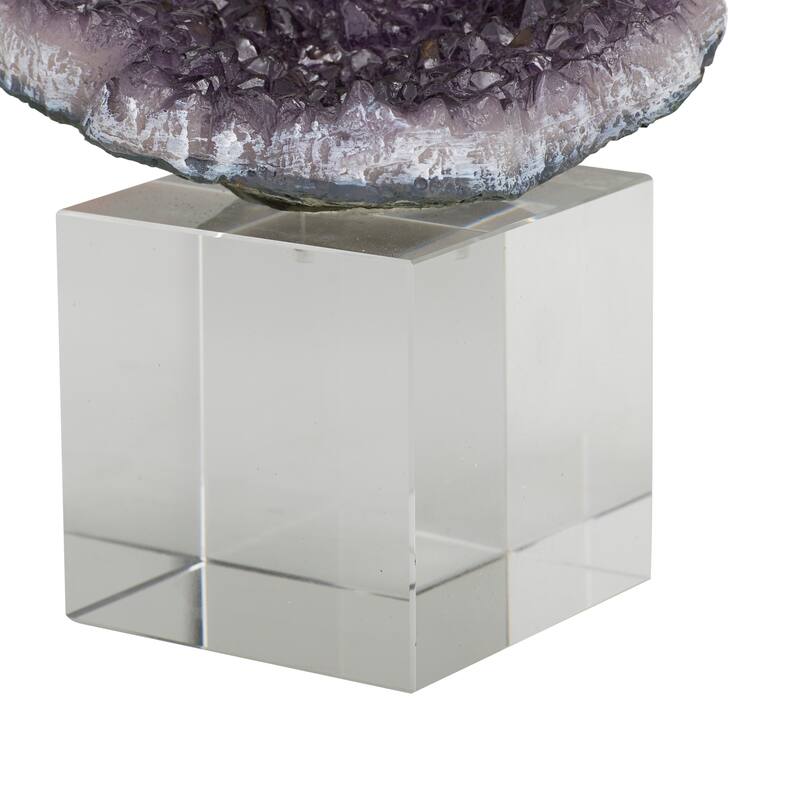 Multi Colored Polystone Bird Decorative Sculpture with Amethyst and Acrylic Stand