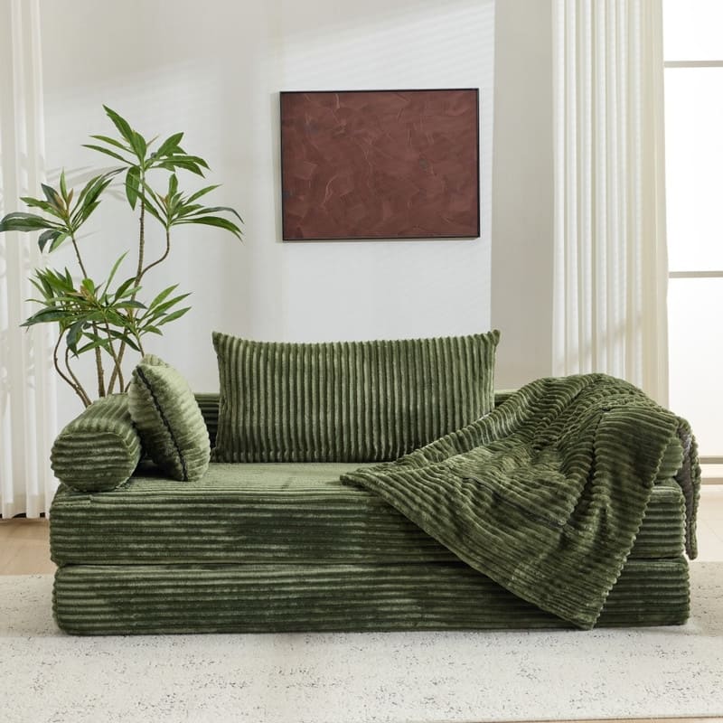 Modern King Size Convertible Sleeper Sofa Stackable Corduroy Sofa Bed