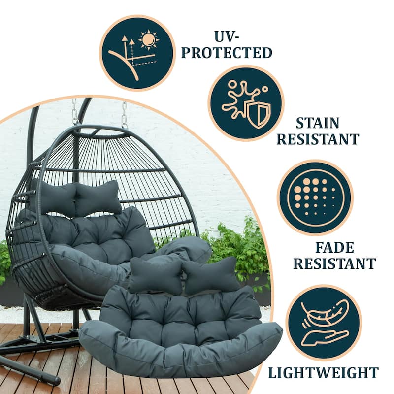 Egg Swing Chair Cushion Durable Weather Resistant Polyester Fits 2 People by LeisureMod