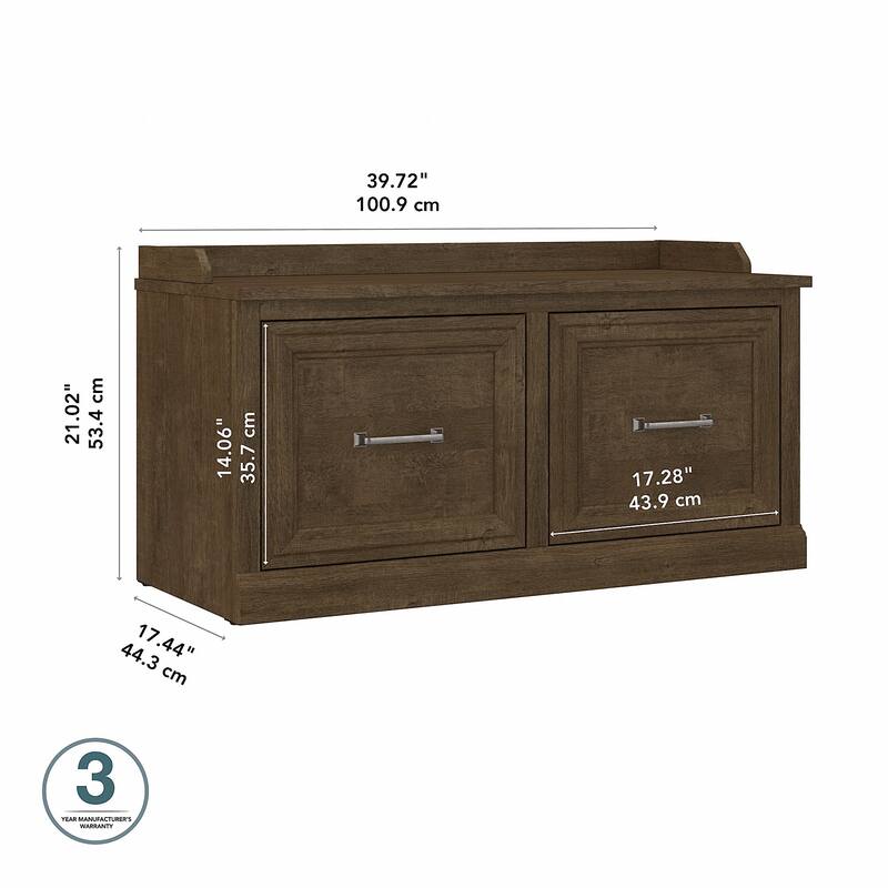 Woodland 40W Shoe Storage Bench with Doors by Bush Furniture