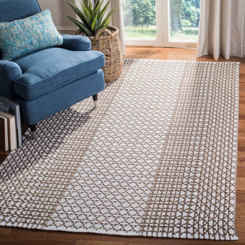 SAFAVIEH Handmade Flatweave Montauk Andrianna Casual Cotton Rug - 3' x 5' - Taupe/Ivory