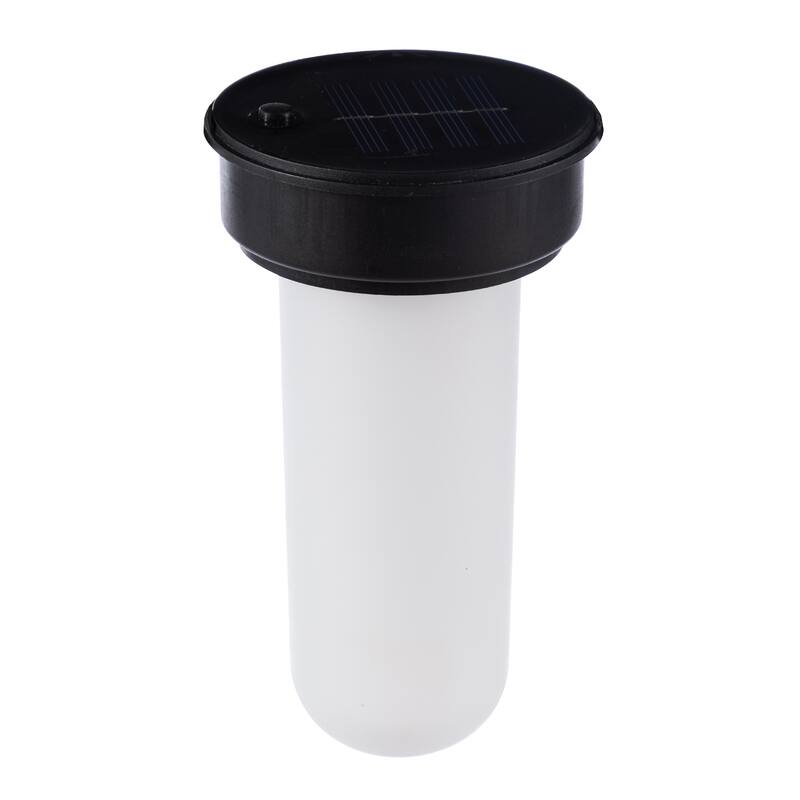 Glitzhome 8.75"H Set of 2 Black Metal Cutout Geometric Pattern Solar Powered Outdoor Lantern with LED Light