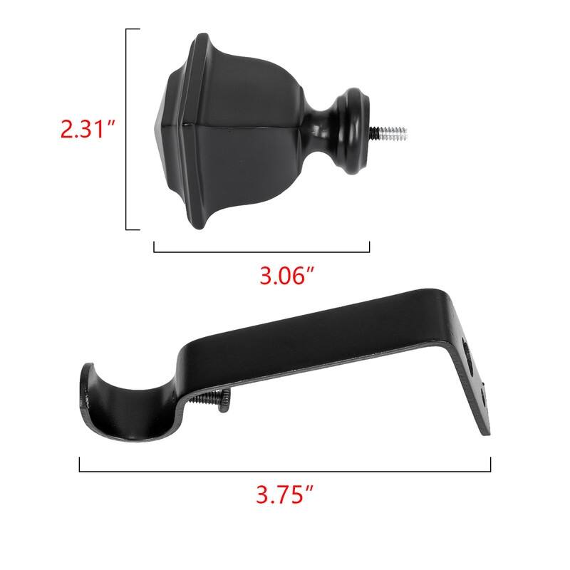 UTOPIA ALLEY Wall Mounted 3/4 Inch Curtain Rod, Single Decorative Drapery Rod, Adjustable Curtain rods for Windows
