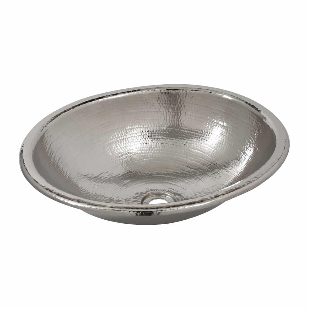 Rolled Classic Hand Hammered Copper Drop-in Oval Bathroom Sink