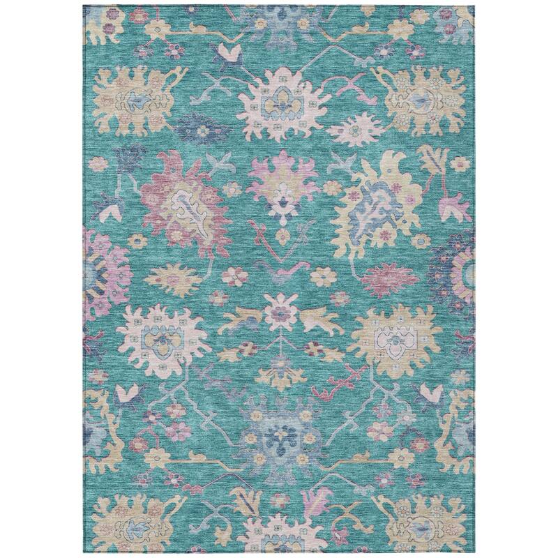 HomeRoots Floral Transitional Rectangle Outdoor Rug