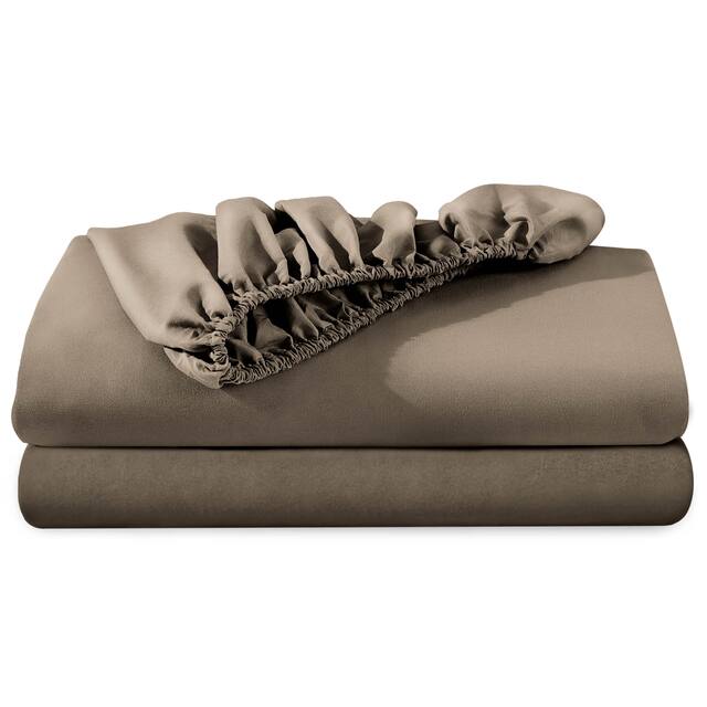 Bare Home 2-Pack Microfiber Fitted Bottom Sheets Deep Pocket - King - Taupe