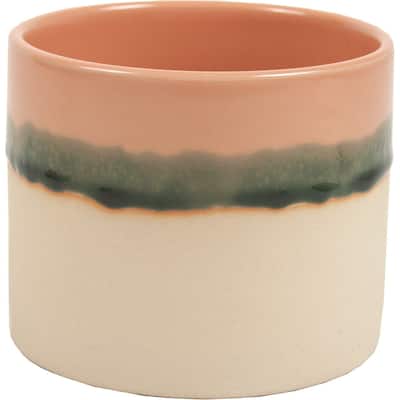 Metro Pink & Beige Reactive Glaze Ceramic Planter