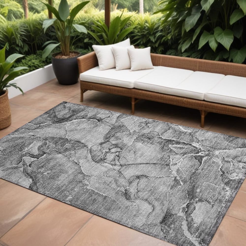 Lalu Artistic Abstract Weather Resistant Blended Style Outdoor Rug