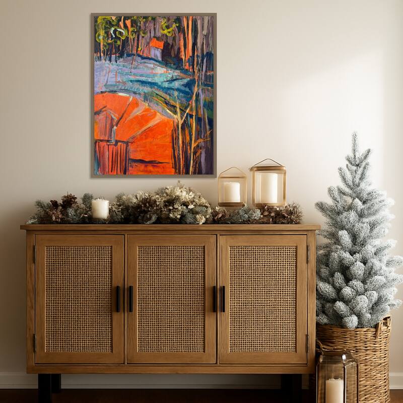 Cadmium Winter Solstice IV by Dorothy Fagan (23 x 30 in.), Framed Canvas Wall Art Print - Sylvie Dark Gold