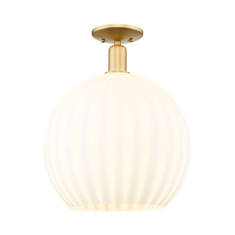 Innovations Lighting Endless Possibilities Arcadia - White Venetian - 1 Light 14" Semi-Flush Mount - Satin Gold