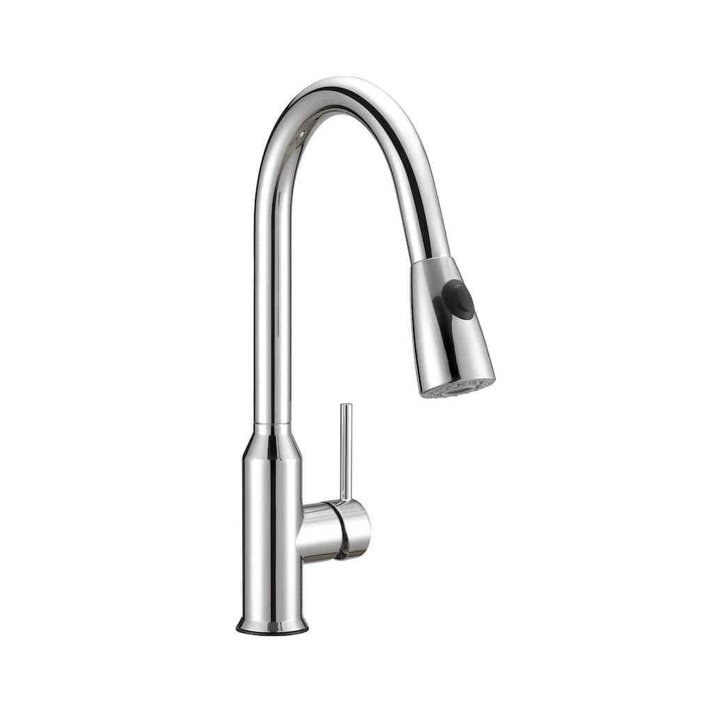 SAFAVIEH Solea Prosper Stainless Steel Dual Function Pull-Down Spray Kitchen Faucet - 9"W x 2"D x 16"H