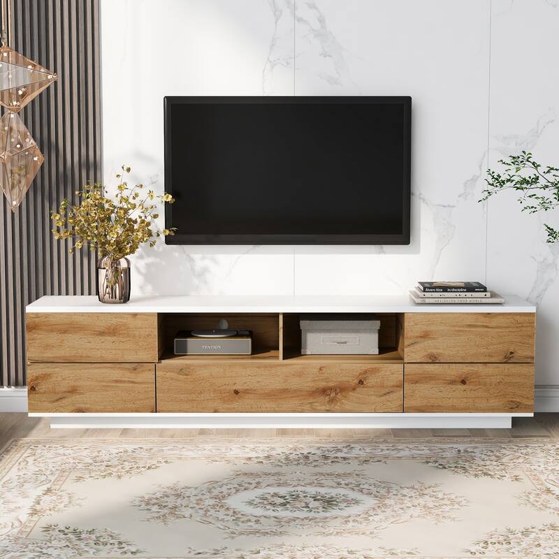 Modern TV Stand Versatile Storage Function TV Stand, for TVs Up to 80" with Door Rebound Device, for Living Room, Bedroom