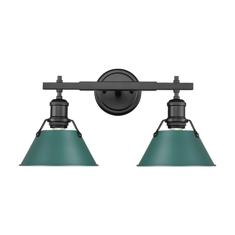 Yep by Golden Lighting Orwell 2-light Vanity in Matte Black and Pine Green shade