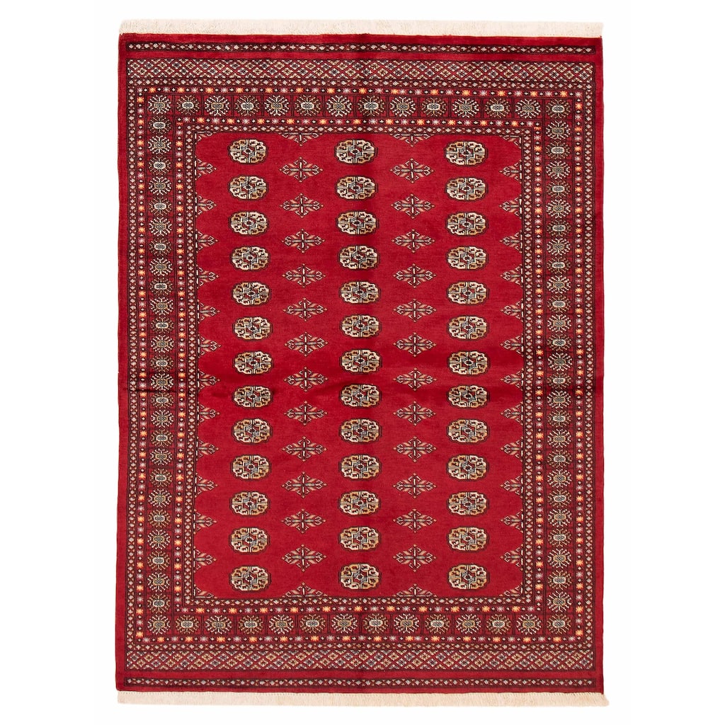 ECARPETGALLERY Hand-knotted Peshawar Bokhara Red Wool Rug - 5'7 x 7'7