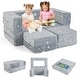 preview thumbnail 17 of 19, Two Seater Kids Play Couch with Washable Flannel Cover
