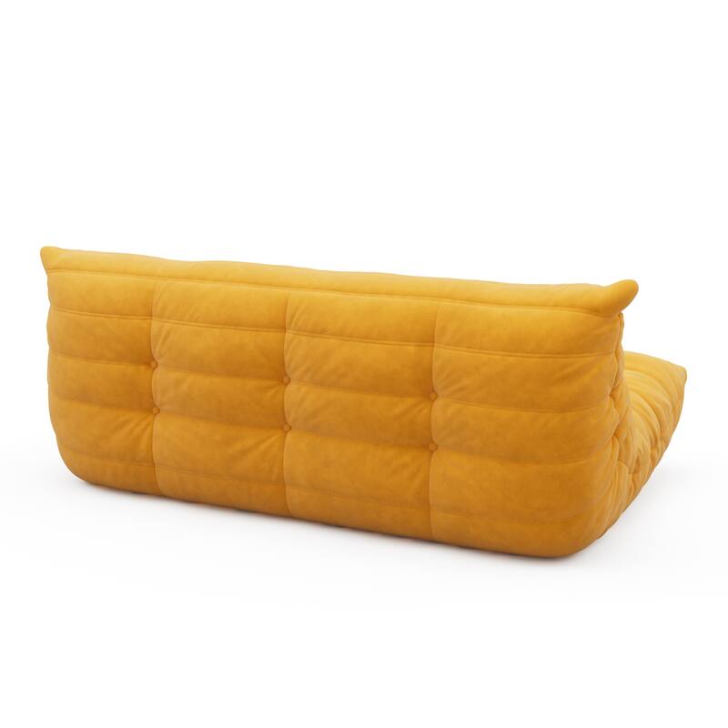 3 Seat Suede Fabric Lounge Floor Couch Lazy Sofa for Living Room