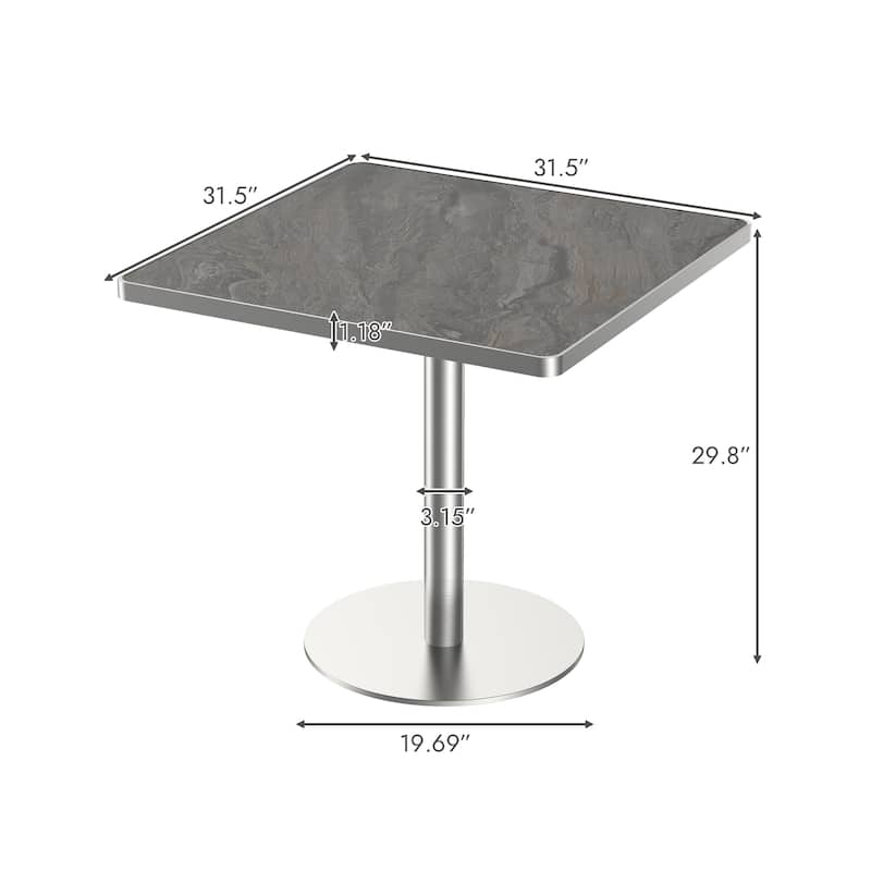 Square Modern Dinning Table 31.5 inches Bistro Table Tulip Table with Faux Marble top, Sturdy Metal Frame Diameter