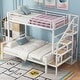 preview thumbnail 14 of 22, Stairway Twin over Full Size Bunk Bed with Open Wardrobe, Metal Bunk Bedframe with Storage Staircase and Guardrails