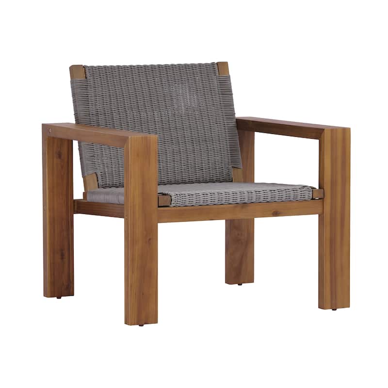 Christopher Knight Home - Set of 2 Outdoor Acacia Wood Club Chair with Wicker Backrests - Set of 2