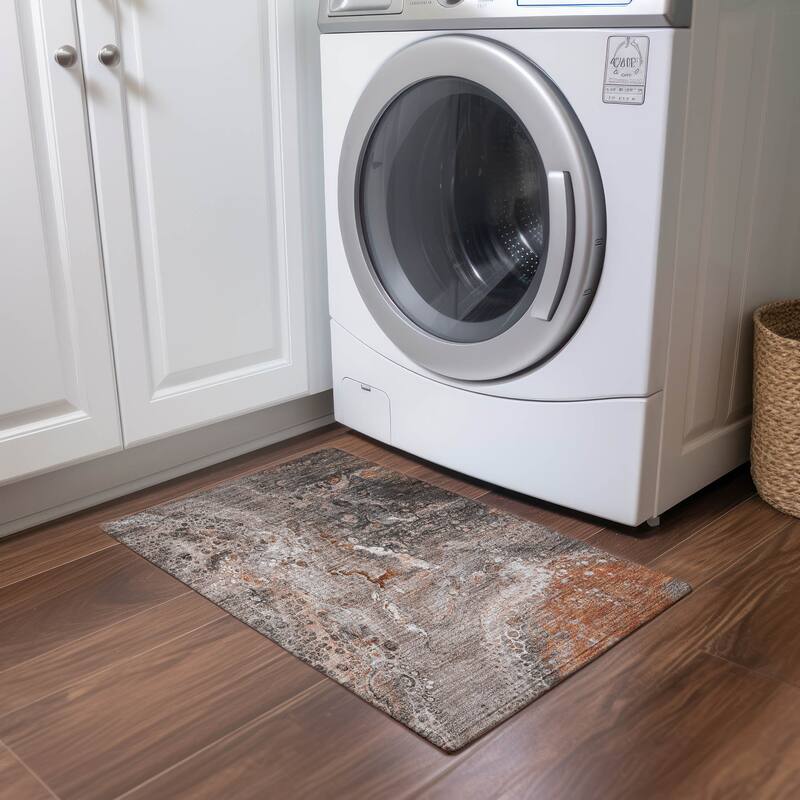 Machine Washable Indoor/ Outdoor Chantille Modern Abstract Rug - Terracotta - 1'8" x 2'6"