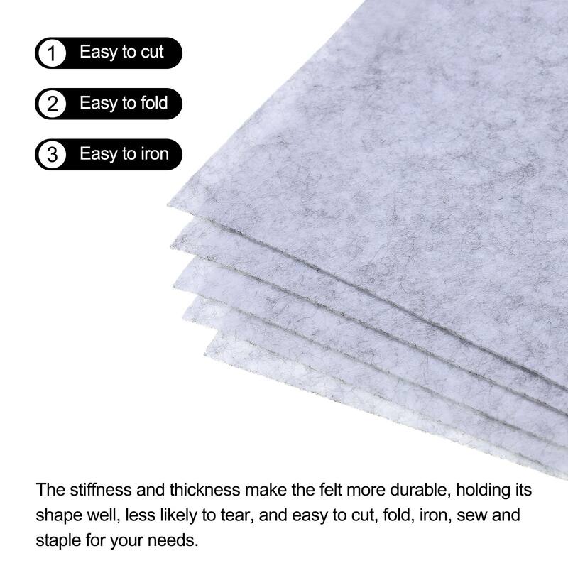 Soft Felt Sheets Self Adhesive Fabric Craft Sheets 12 x 8 Inch 12 Pcs - Grey