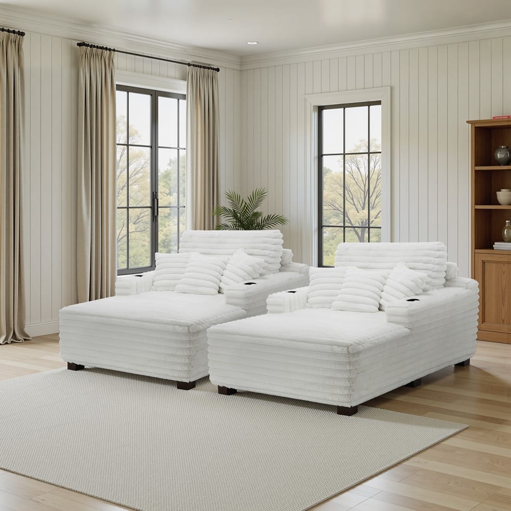 53" Upholstered Chaise Lounge Indoor Sofa with Pillows