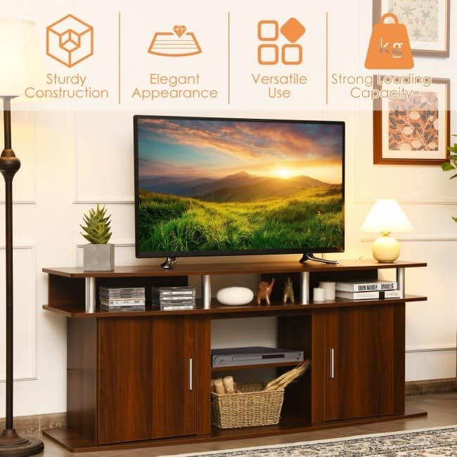 63" TV Entertainment Console Center with 2 Cabinets - 63" x 18" x 26" (L x W x H)