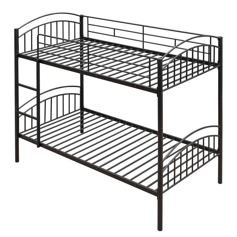 Twin Over Twin Steel Bunk Bed with Guardrails