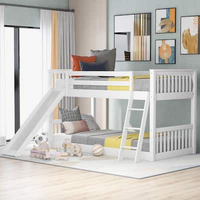 Twin Over Twin Bunk Bed - Convertible with Slide & Ladder