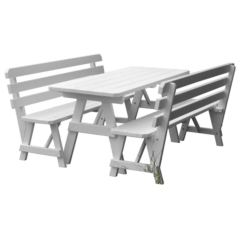 Pine 5' Picnic Table with 2 Backed Benches - White