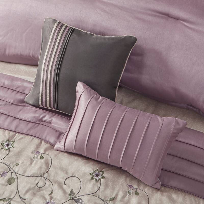 GDF Studio - Embroidered 7-Piece Comforter Set with Decorative Pillows