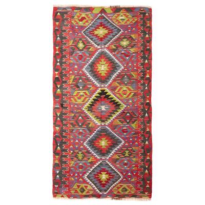 ECARPETGALLERY Flat-Weave Sivas Red Wool Kilim - 4'7 x 9'2