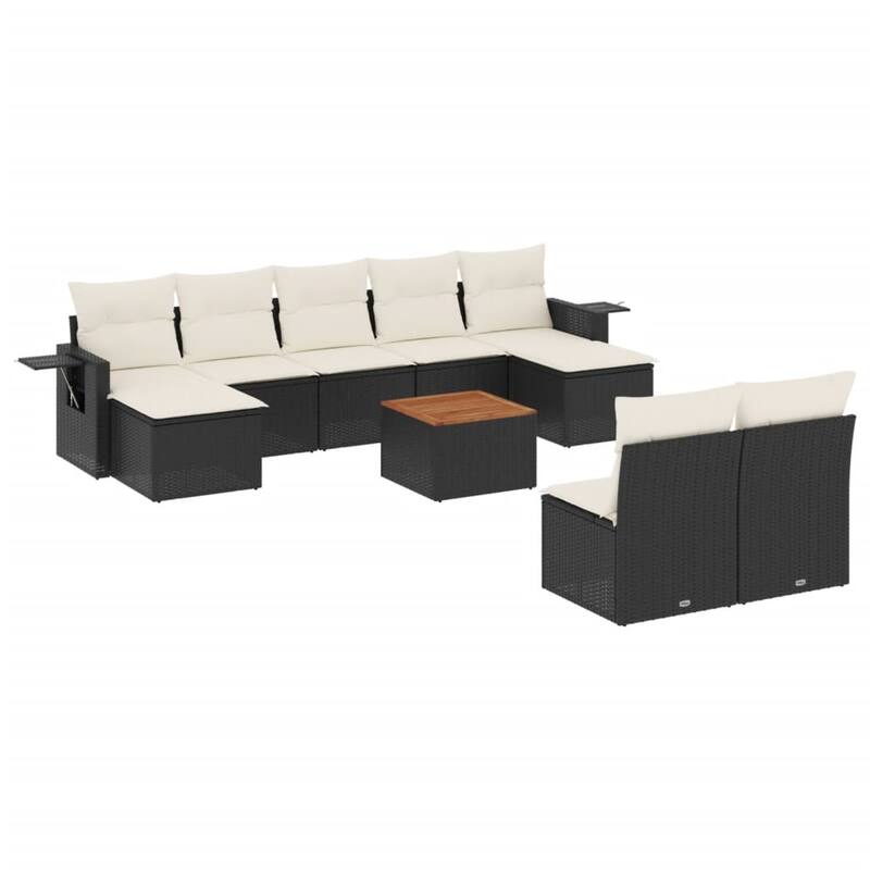 vidaXL Garden Sofa Set 10 Piece with Cushions Outdoor Sofa Set Poly Rattan - 24.4 x 24.4 x 27.2 in (W x L x H)