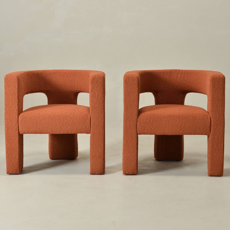 KINWELL 28" Wide Boucle Upholstered Square Armchair (Set of 2)