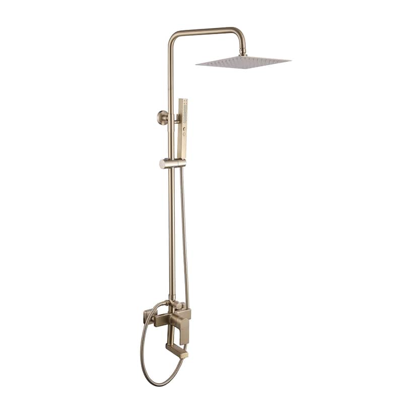 Wall Mounted 10" Rainfall Shower System With Bathtub spout