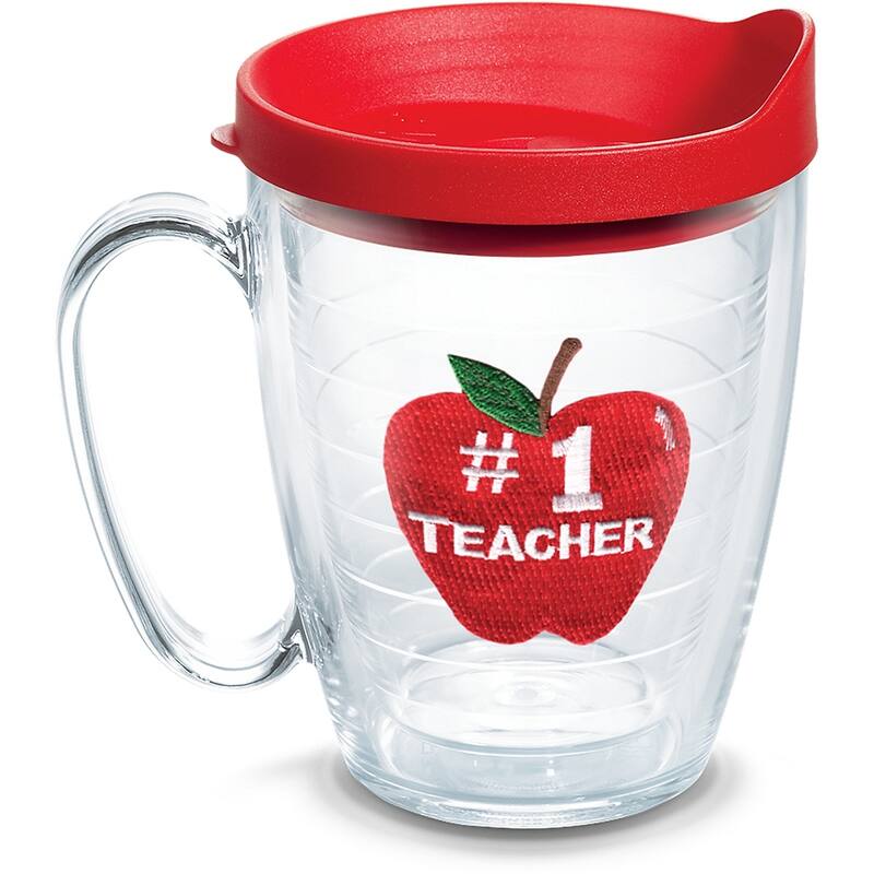 Tervis #1 Teacher Apple Made in USA Double Walled Insulated Travel Tumbler, Lidded - 16oz Mug - 16oz Mug
