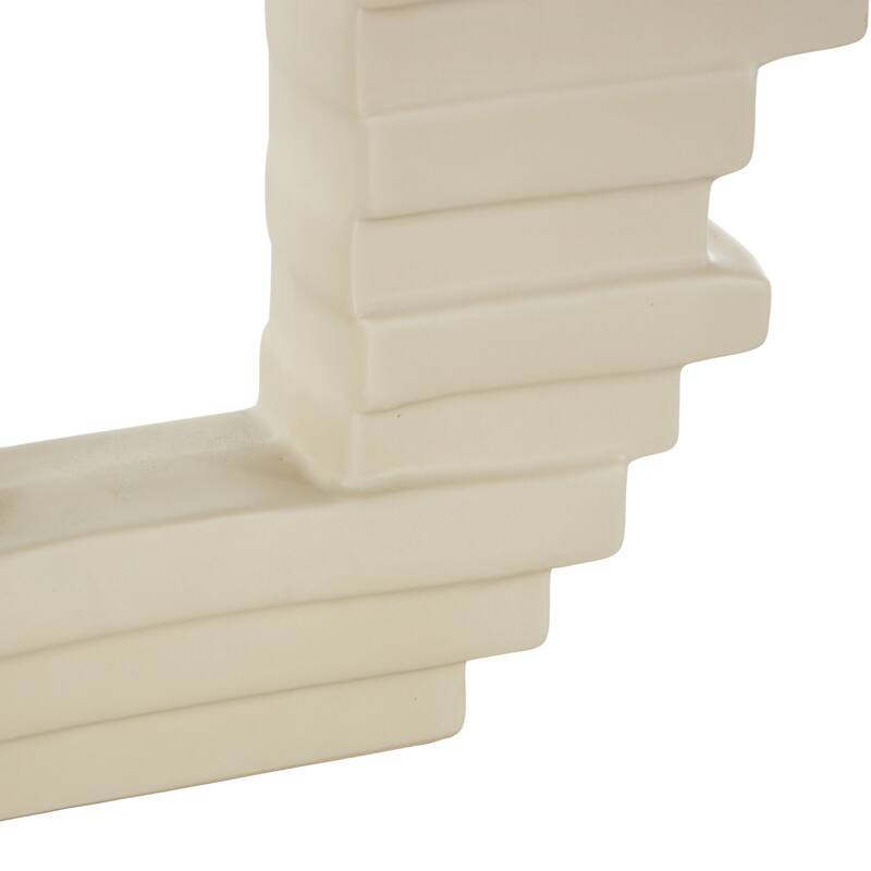 Cream Ceramic Abstract Decorative Vase with Rectangular Center Cutout