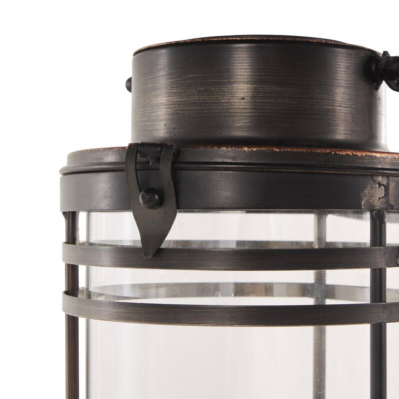 Metal Candle Lantern with Round Circle Lines - Black - Roche River Decor