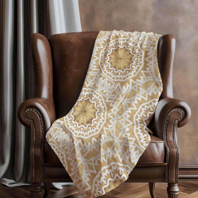 Premium Machine Washable Boho Suzani Sherpa Throw Blanket