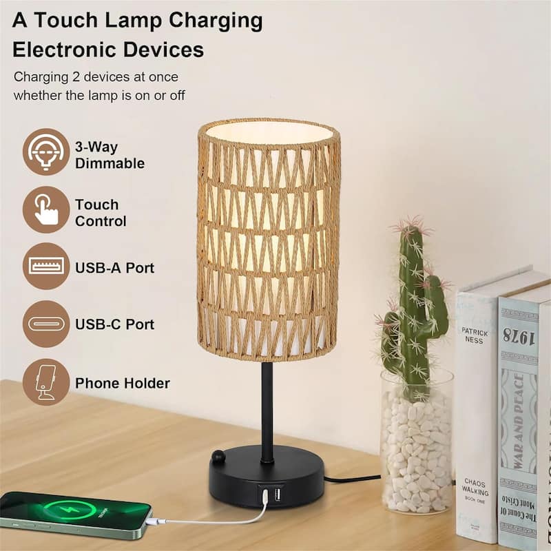 Table Lamp with USB Charger & Phone Stand