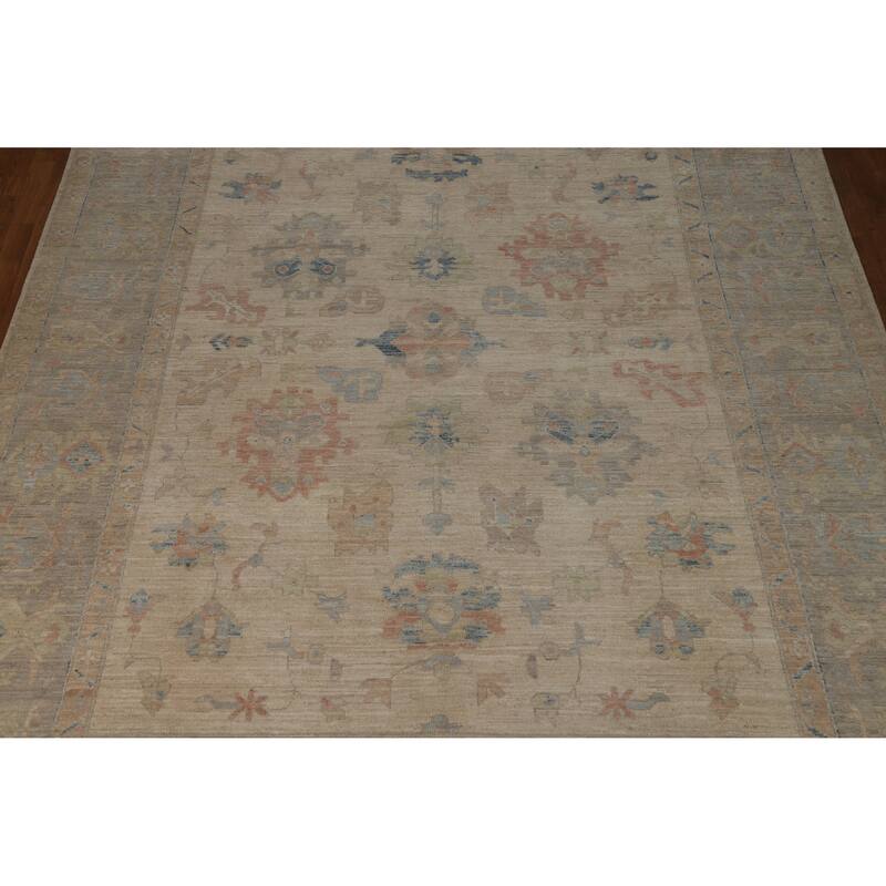 Vegetable Dye Oushak Turkish Rug Handmade Wool Carpet - 9'3"x 12'5"
