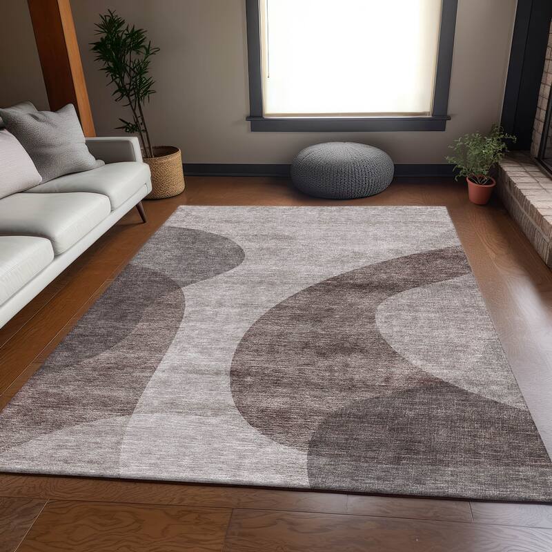 Premium Washable Super Soft Contemporary Vibes Mayfield Rug - Mocha - 3' x 5' - Rectangle