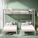 preview thumbnail 1 of 13, Full over Twin&Twin Size Bunk Bed with Built-in Shelf and Full-length Guardrail, Space-efficient, Silver Silver