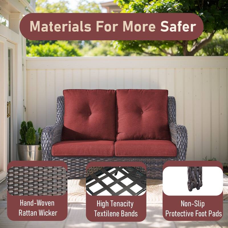 Pocassy Outdoor 4 Inch Sofa Swivel Chairs Table Ottoman
